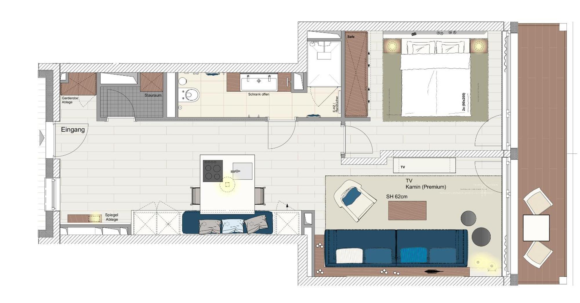 Apartment mit Balkon