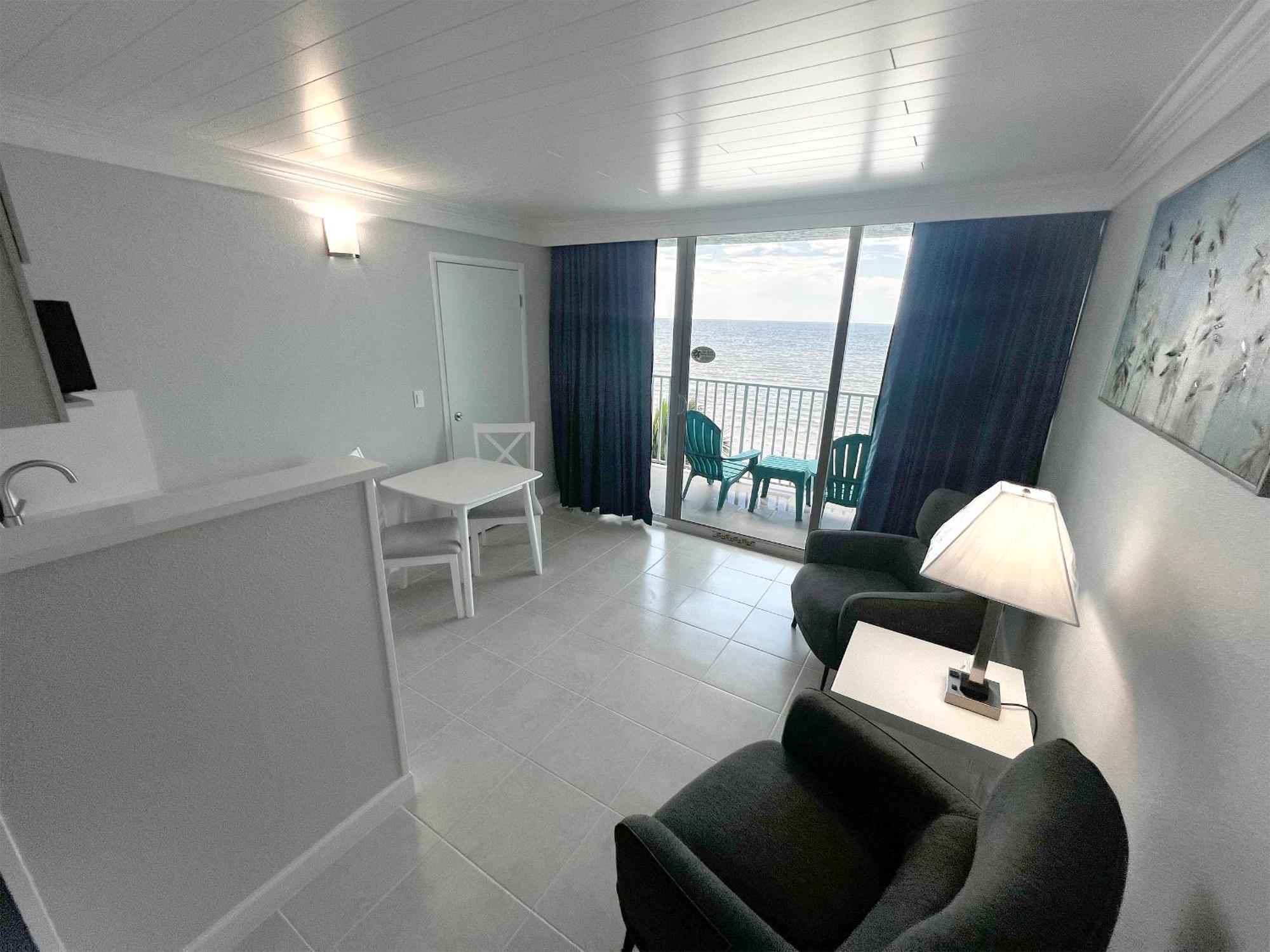 Beachfront Two Double Beds Studio Balcony