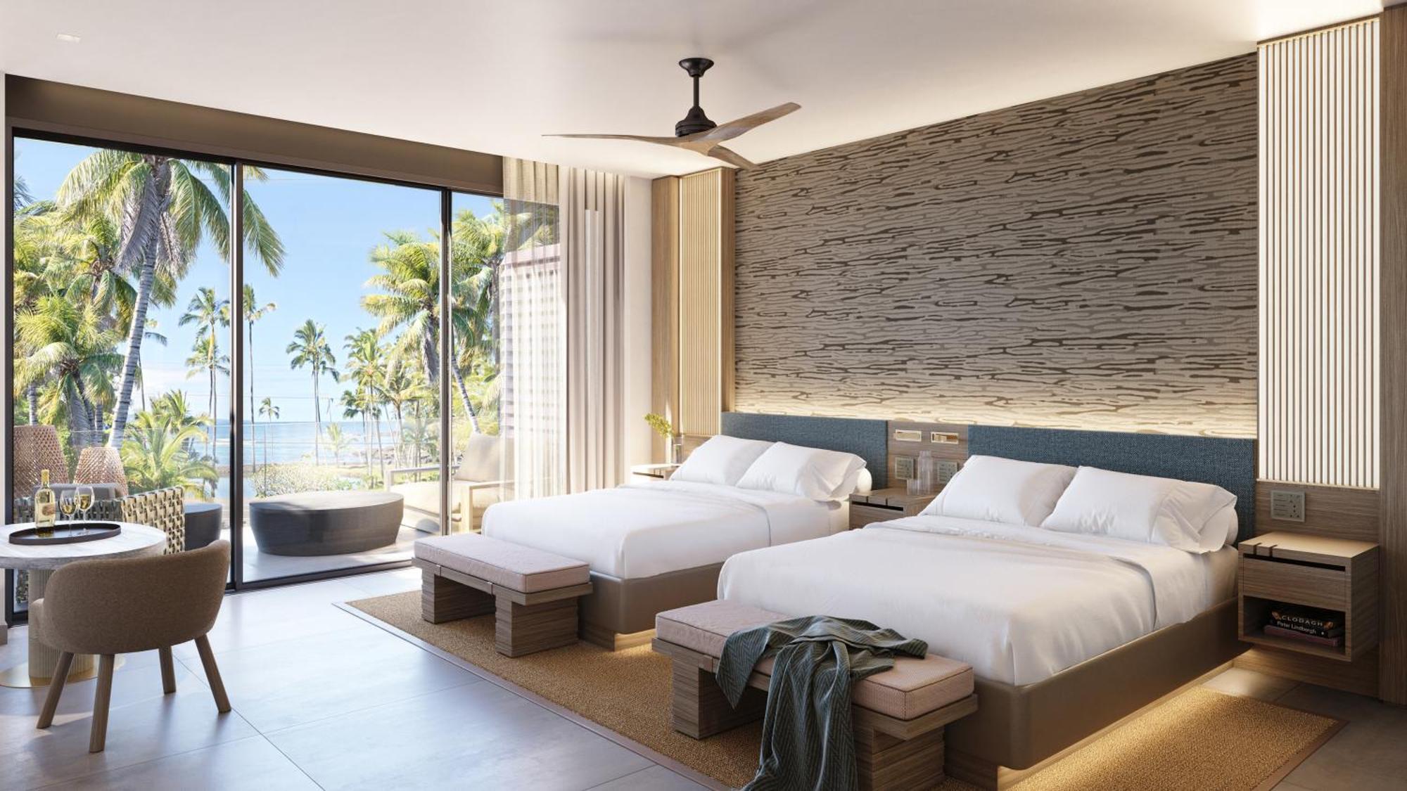Queen Room with Two Queen Beds, Terrace and Ocean View